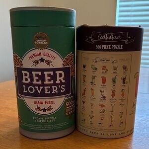 Beer Lover's and Cocktail Lover 500 Piece Puzzle Set - Green and Brown